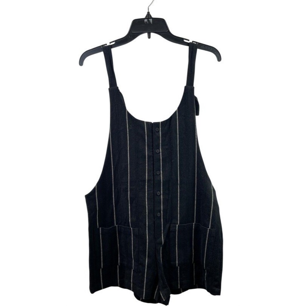 Oak+Fort black Cotton-Linen Striped Romper Size Small